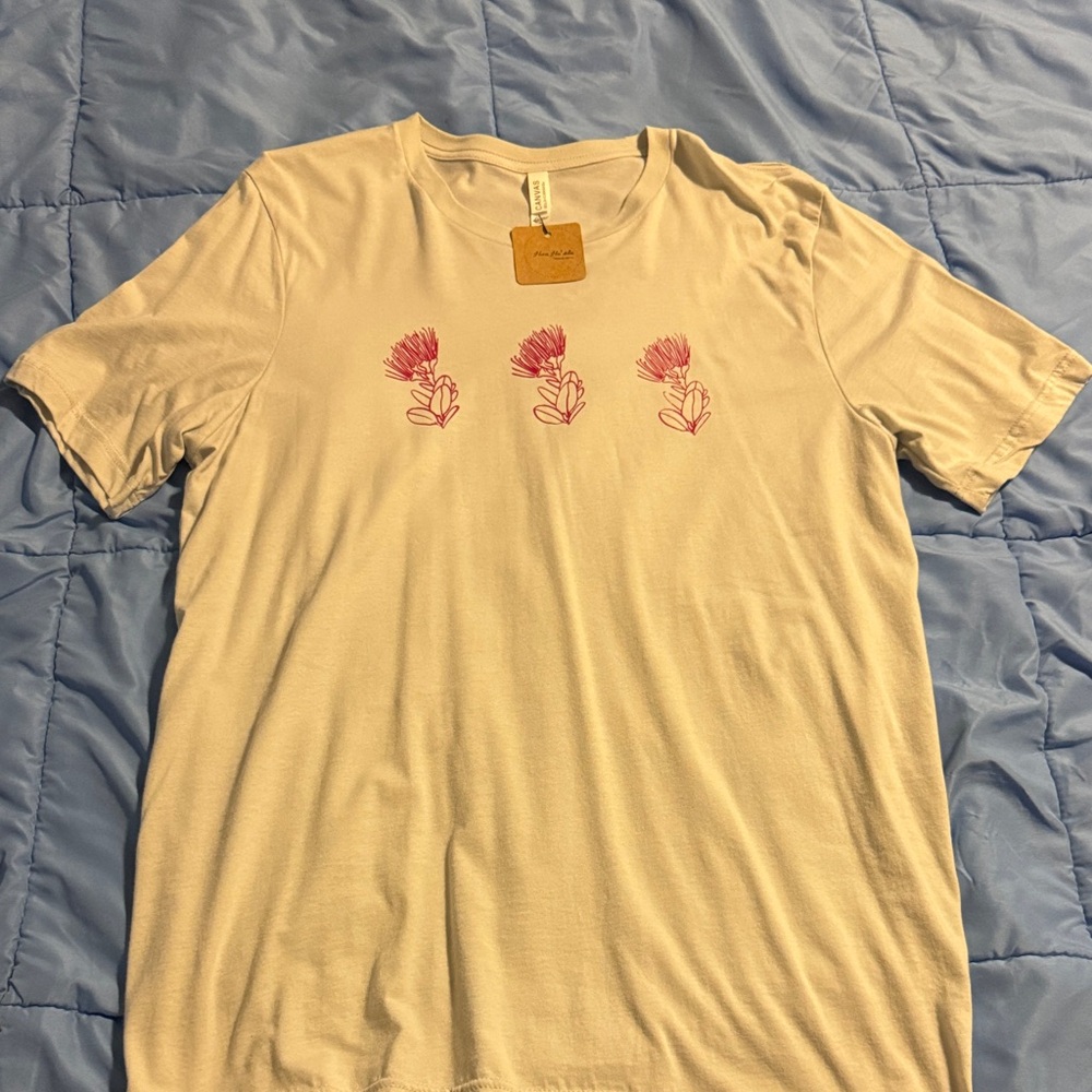 Bella Canvas Cream Tee with Pink Floral Design